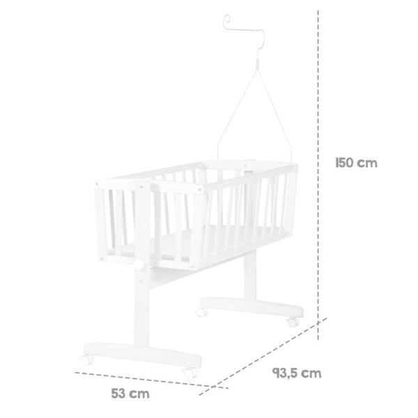 Låsbart Spädbarnsbed med Fullständig Sängkläder 40 x 90 cm ROBA - Woodland Buddies - Med Bromsade Hjul - Vit / Skogstema