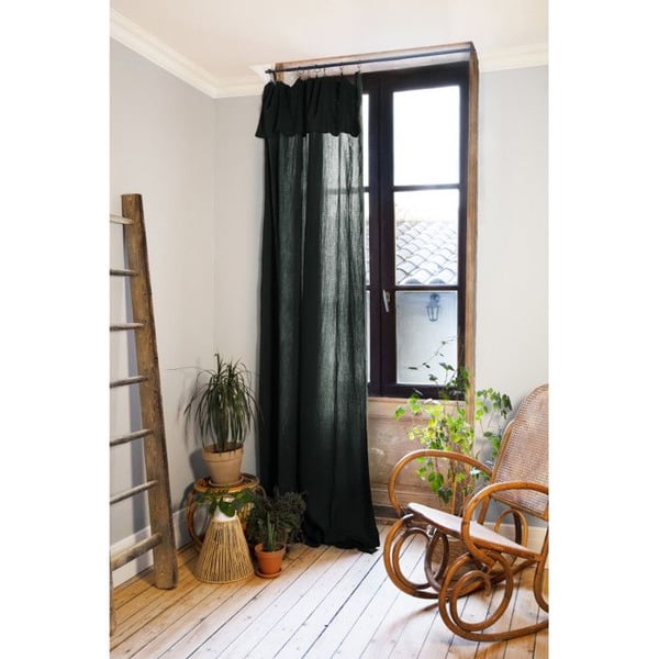 Justerbart gardin + 8 klämring "Gaïa" 140 x 300 cm "Kattun" - Gaia Gran - 1 justerbart panel 140 x 300 cm