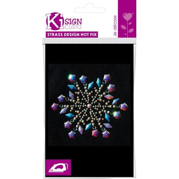Ki-Sign - Värmeöverföringstryck med nitar och strass Snöflinga 8,5x7,5 cm