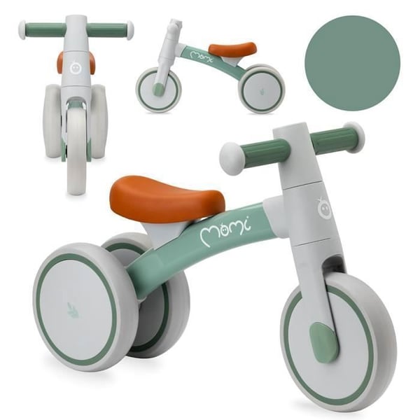 MoMi TEDI – Lättviktig Baby Löpcykel utan Pedaler – 1,35 kg – Aluminiumsram – 1 till 3 År – Grön
