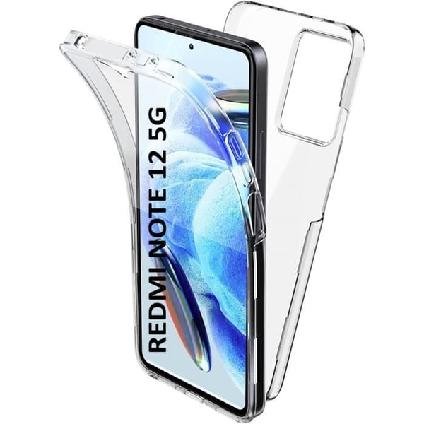 Fodral för Xiaomi Redmi Note 12 5G - Hölster Etui 360 Integrerad Transparent 2 Delar Fram Bak Passar Phonillico®