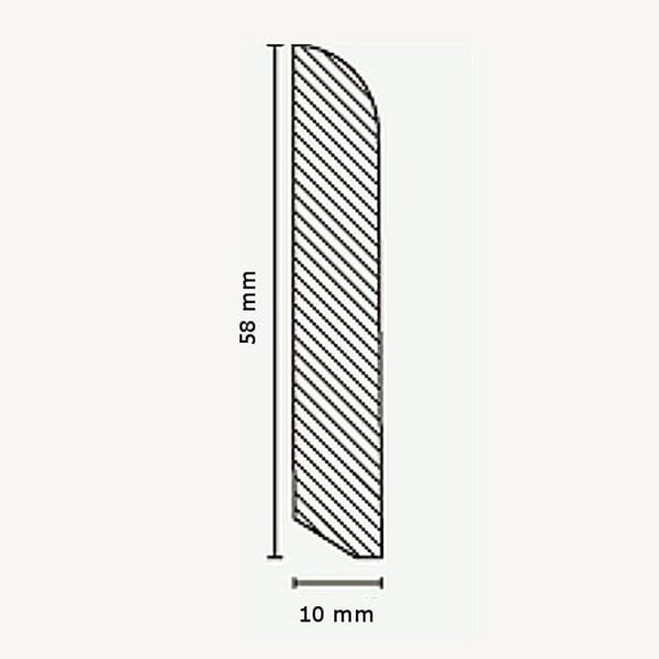 PROVISTON Sockel i massiv trä 10 x 58 x 2400 mm lönn att limma, skruva &amp; spik 24 meter | 10 stycken