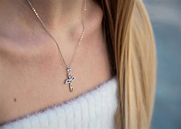 Halsband - AGATO - Angel AGT-N017W - Argent 925 - Pärla i zirkoner - Justerbar längd 42 cm