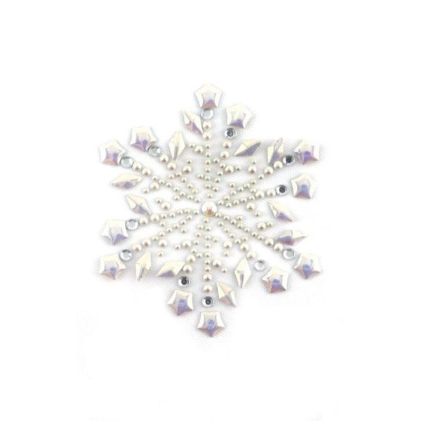Ki-Sign - Värmeöverföringstryck med nitar och strass Snöflinga 8,5x7,5 cm
