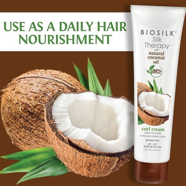 Krøllecreme - FAROUK - Biosilk Silk Therapy Kokosolie - 148 ml - Anti-frizz - Hydrering & glans