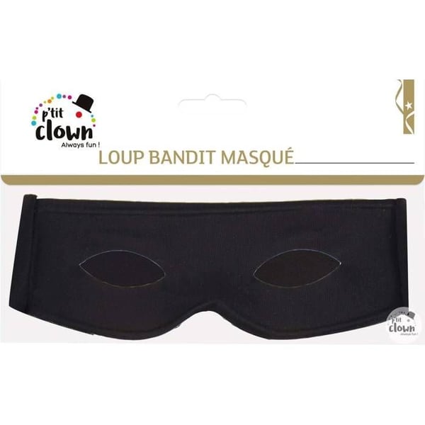 Loup svart tyg bandit maskerad Zoro - PTIT CLOWN - Vuxen - Svart
