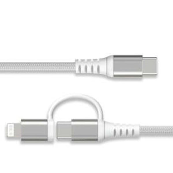 Laddkabel - FORCE POWER - Lite - 2 i 1 USB-C/Lightning - PD 60W (3A) - Förstärkt 1,2 m