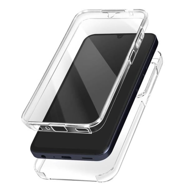 Skyddsskal - AVIZAR - Galaxy A25 5G - 360° skydd - Polykarbonat och silikon - Transparent
