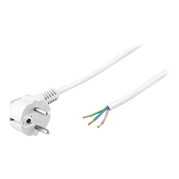 goobay NK 103 W strömkabel - 2m - avskalad tråd för CEE 7/7 (SCHUKO) - Vit