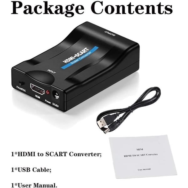 HDMI til Scart Konverter - 123 - Sort - NTSC/PAL - Stereo Lyd
