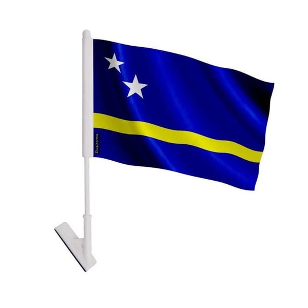 Klistret Curaçao-flagg – 14 x 21 cm – Mjuk polyester – Lätt att klistra – 5 stycken – Pixelforma