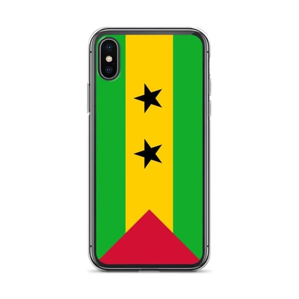 Mobilskal – São Tomé och Príncipe flagga – Kompatibel med iPhone X – Flexibelt fodral – Slitstarkt och Stötsäkert – Pixelforma