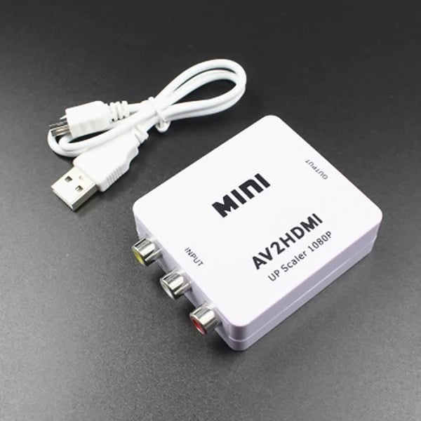 Mini AV RCA til HDMI konverteradapter DVD Composite AV2HDMI CAdapter 1080p HDTV