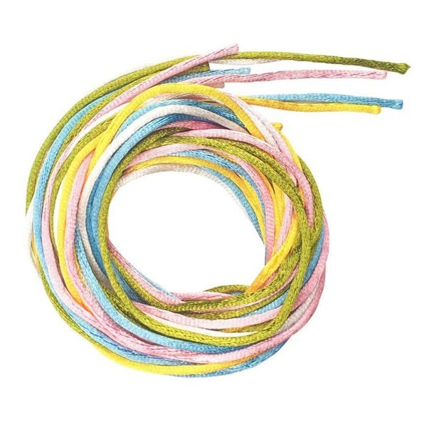 MégaCréa DIY - Satinband i pastellfärger 2 mm x 2 m 5 färger