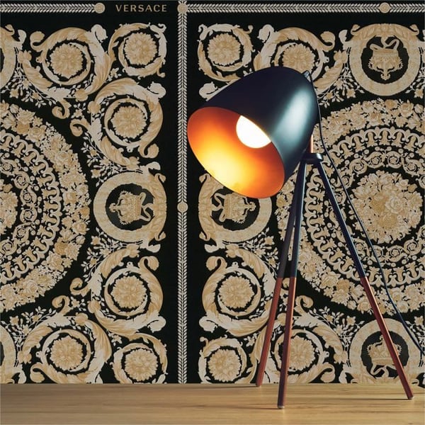 TADESSI barocktapet Jacopo M1-No.315 non-vävd svart guld tapet med ornament för vardagsrum, sovrum, kök