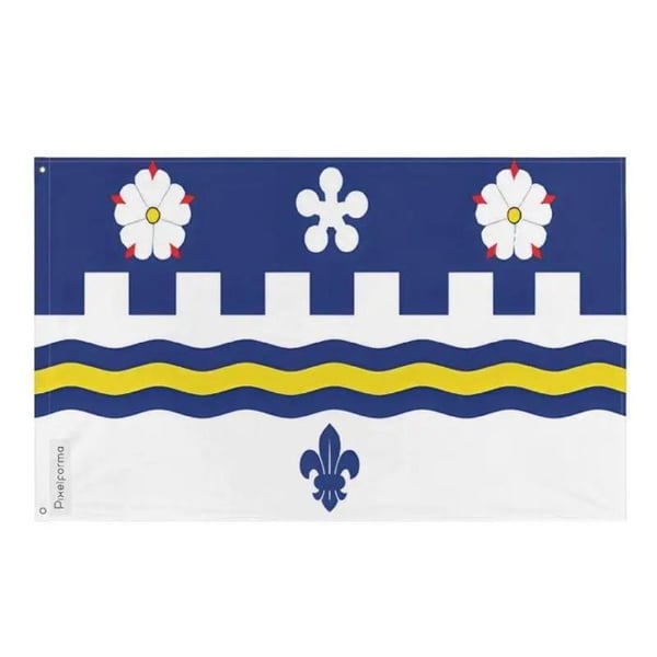 Coquitlam Flagga – 96 x 144 cm – Hållbar Polyester – 2 Metallöglor – Inomhus / Utomhus – Pixelforma
