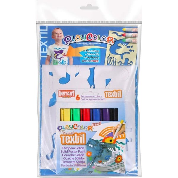 PlayColor - Textilgouache Playcolor 6 st + Stenciler Kille