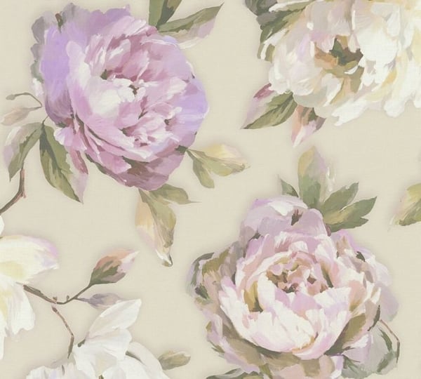 Florentinsk tapet Blommor M1-No.11284 Non-vävd Lila Rosa Tadessi 10,05 m x 0,53 m