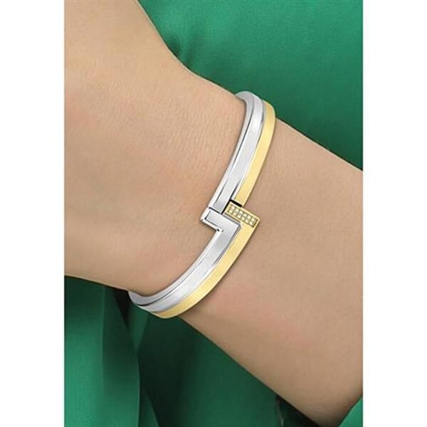 Armband i massivt stål med kubisk zirkon Impression 2040003