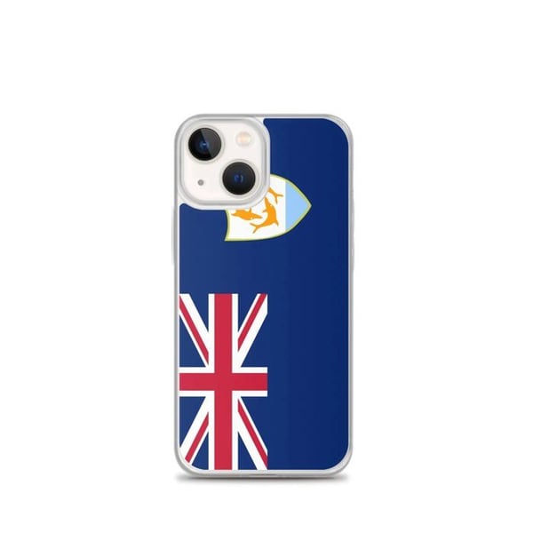 Telefonfodral – Anguilla Flagga – Kompatibel med iPhone 13 mini – Mjukt skydd – Slitstarkt och Stötabsorberande - Silikon - Pixelforma