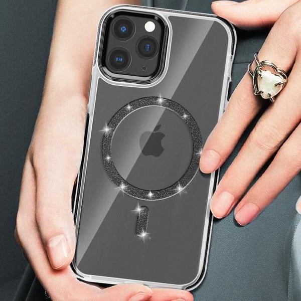 Coque MagSafe för iPhone 11 Pro Max Silikon Glittrande Svart