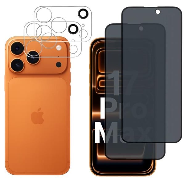 Säkerhetsglas Anti-Spion för iPhone 17 PRO MAX och Kamera Skydd [Pack 2] Film Glas Skydd Phonillico®