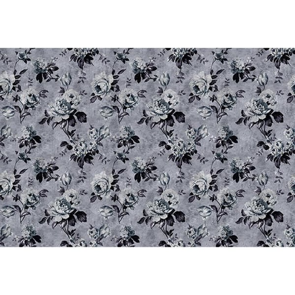 Papper tapet blommor M1-No.60991 Digitaltryck Blå Grå Rosor