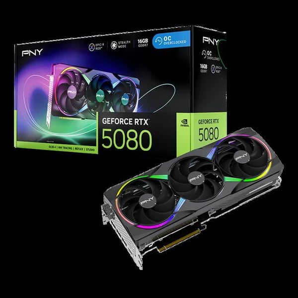 Grafikkort - PNY - GeForce RTX 5080 - 16 GB - Överklockning - ARGB