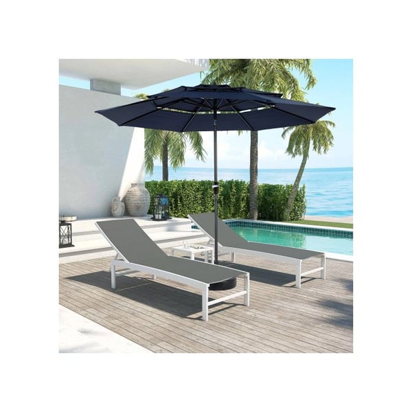 Rektangulær udendørs parasol med dobbelt side på 4,5 m med håndsving (marineblå) (uden fod).