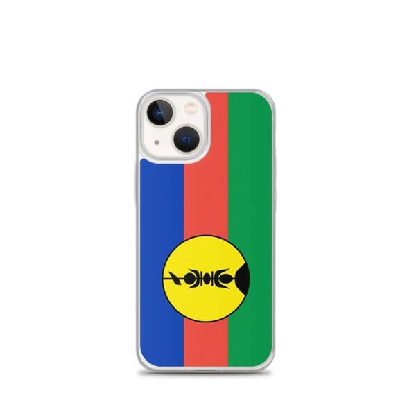 Telefonfodral – Nya Kaledoniens flagga – Kompatibel med iPhone 13 mini – Mjuk fodral – Slitstark och stöttålig – Pixelforma