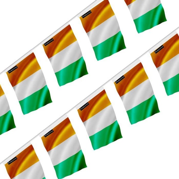 Girland – Flagga från Elfenbenskusten – 14 x 21 cm – Polyester – Att hänga upp – 20 stycken
