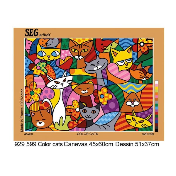 Canevas antik Färg kattor 45x60cm