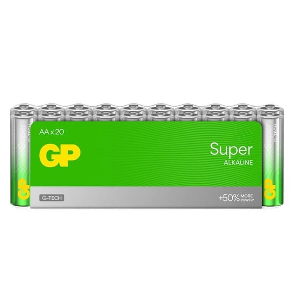 Super alkaline batterier GP AA LR6, paket om 20