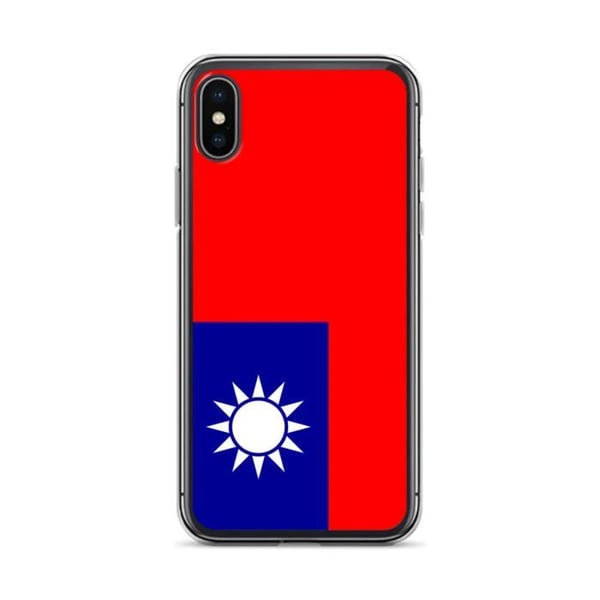 Mobilskal – Taiwan Flagga – Kompatibel med iPhone X – Mjukt Fodral – Slitstarkt och Stötsäkert - Silikon - Pixelforma