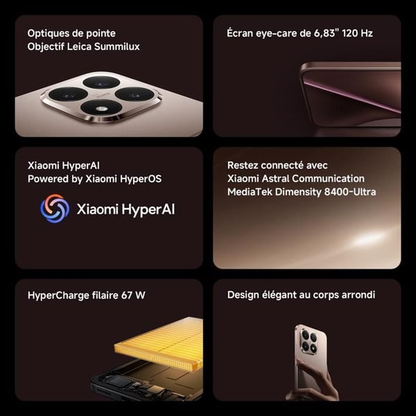 Smartphone - XIAOMI - Xiaomi 15T - 12 Go RAM - 256 Go - 5G NR - 67W HyperCharge