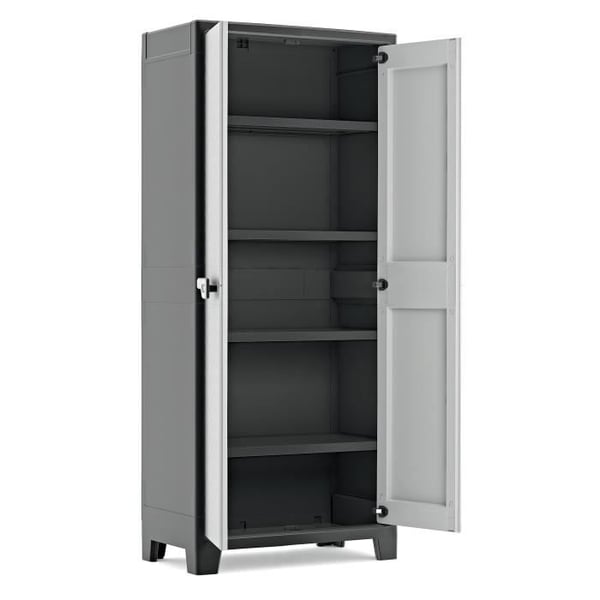 Keter förvaringsskåp med hyllor Titan svart och grått 182cm Organizer 434758