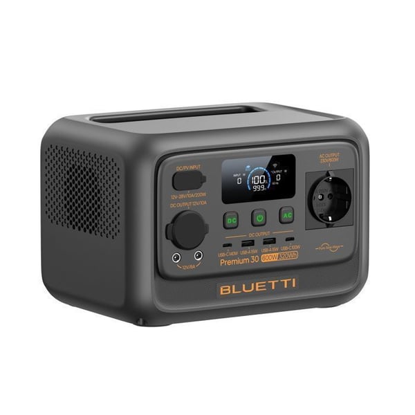 Bärbar elstation - BLUETTI - Premium 30 V2 - 320Wh - 600W kontinuerligt - Tyst 30dB