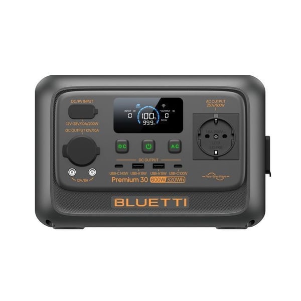 Bärbar elstation - BLUETTI - Premium 30 V2 - 320Wh - 600W kontinuerligt - Tyst 30dB