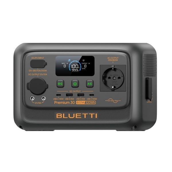 Bärbar elstation - BLUETTI - Premium 30 V2 - 320Wh - 600W kontinuerligt - Tyst 30dB