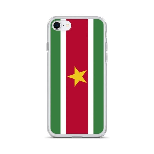 Mobilskal – Surinams flagga – Kompatibel med iPhone 8 Plus – Flexibelt skydd – Slagtåligt och stöttåligt – Silikon – Pixelforma