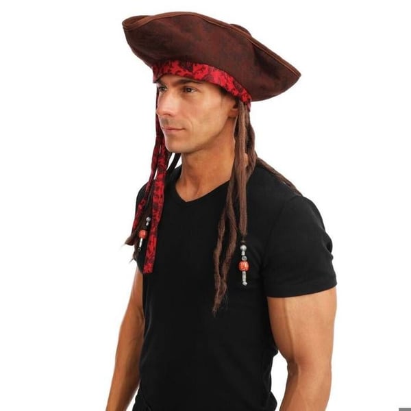 Pirathatt med dreadlocks PTIT CLOWN - Utklädnadsaccessoar - Brun - Vuxen