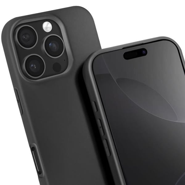 Coque - iPhone 16 Pro - Semi Rigid - Soft Touch - Justerbar Snor Sort