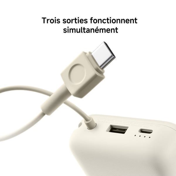 XIAOMI 33W Power Bank 20000mAh (Inbyggd kabel) Beige - Extern batteri - Stort kapacitet - Snabb laddning i båda riktningar 33W