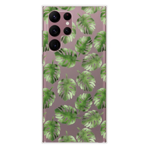 Silikonfodral - Kompatibel med Samsung Galaxy S22 Ultra - design med monstera-blad