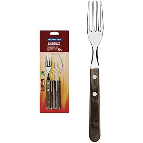 Bordgaflar - TRAMONTINA - 6-pack - 8,1 tum - Rostfritt stål - Mörkbrun