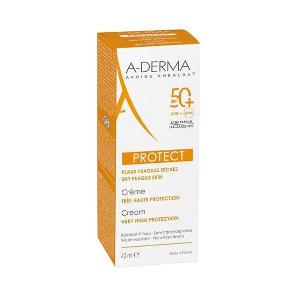 Solsäkerhet - ADERMA - Protect Cream SPF50+ - 40ml - Parfymfri - Hög UV-skydd