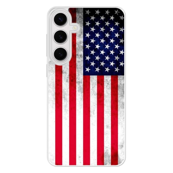 Siliconeförstärkt skyddsfodral med tryck kompatibel med Samsung Galaxy S24 FE USA-flagga