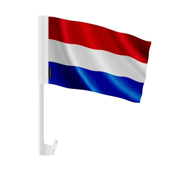 Flagga Bil Nederländerna – 14 x 21 cm – Polyester Tyg – Fäste för Fönster – 10 stycken – Pixelforma
