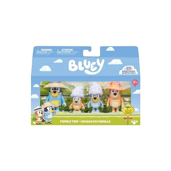 Pack 4 Figurer Bluey Familjen Bluey på resa