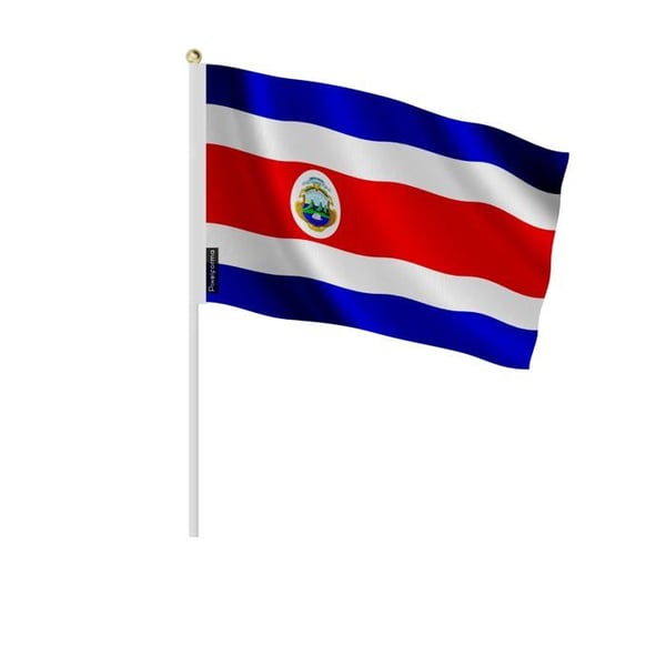 Mini bandera Costa Rica – 20 x 30 cm – Att hålla i handen – Polyester – 1 styck – Pixelforma